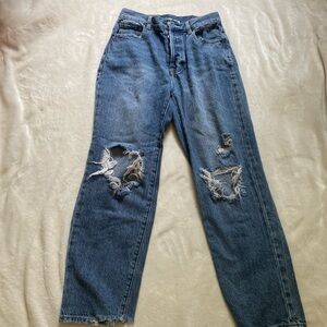 Distressed Blue Jeans